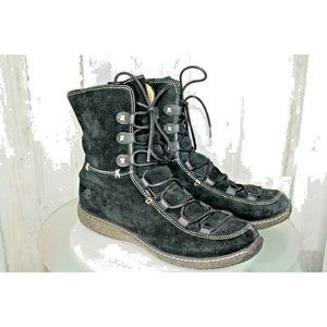 Timberland 9.5 Black Suede Fleece Lined Laced Ankle Winter Women's Boots